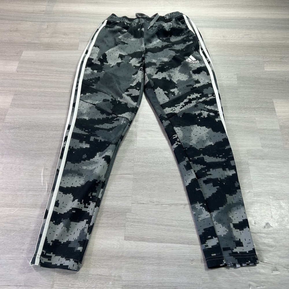 Adidas ClimaCool Track Pants Mens Small Gray Camo 3 Stripe Zip Hem FK4493
